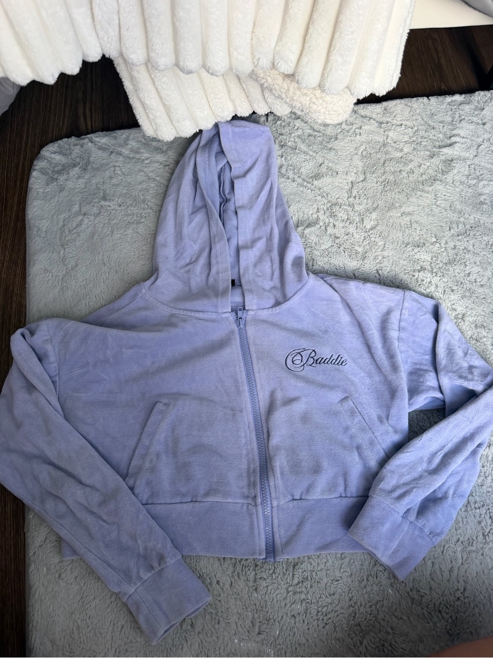 Forever 21 Lavender Cropped Zip Hoodie
